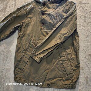 Gap Kids M-8 Pull On Jacket Kangaroo Pocket 3 Button Adjustable Waist Army Green